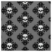 Halloween skull damask pattern fabric
