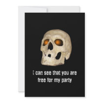 Halloween Skull Orange Eye Party Invitation