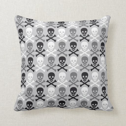 Halloween Skull pattern with crossbones Pillow Zazzle