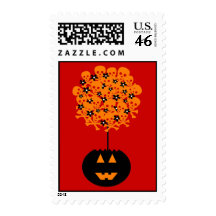 Halloween Skull Topiary Postage
