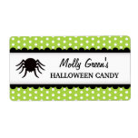 Halloween spider green polka dot canning jar custom shipping label
