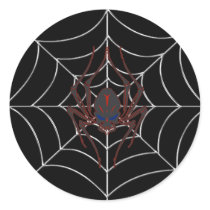 Halloween Spider Web Round Stickers