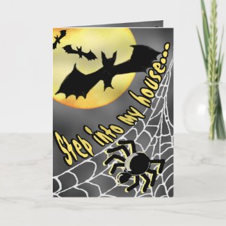 HALLOWEEN SPIDERS & BATS Invitation card