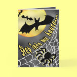 HALLOWEEN SPIDERS & BATS Invitation Greeting Card