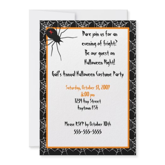 Halloween Spiders Invitation invitation