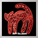 Halloween Spooky Orange Cat Poster