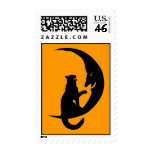 HALLOWEEN STAMP Silhouette Cat &amp; Moon Laughing