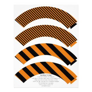 Halloween Stripes Halloween Party Cupcake Wrappers Personalized Letterhead