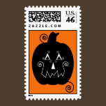 Halloween Stripes Jack O'Lantern Postage Stamp stamps