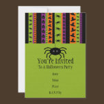 Halloween Stripes Spider Party Invitation invitations
