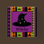 Halloween Stripes Witch Hat Button buttons
