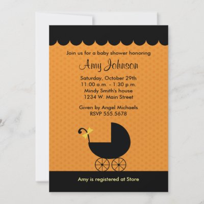 Simple Baby Shower Invitations on This Simple And Unique Halloween Baby Shower Invitation Features A