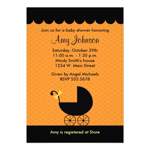 Halloween Stroller Baby Shower Invitations (front side)