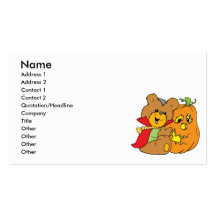 halloween teddy bear with jack-o-lantern pumpkin business card template