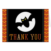 Halloween Thank you with bat and full moon chevron Greeting Card