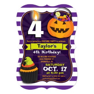 Halloween Theme Kids Birthday Costume Party 5x7 Paper Invitation Card