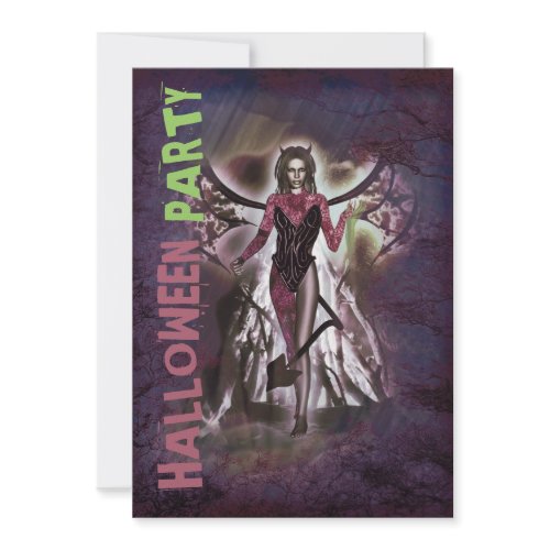 Halloween theme sexy devil comic template invitation
