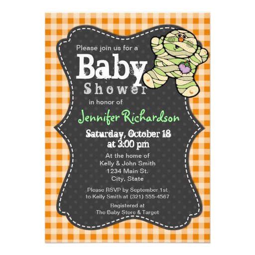 Halloween themed Neutral Baby Shower Invitation (front side)