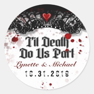Halloween Til Death Blood Splatter Wedding Label