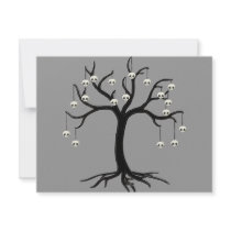 Halloween Tree with Cute Skull Ornaments invitations