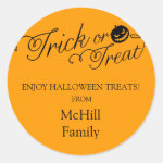 Halloween Trick or Treat Label Classic Round Sticker