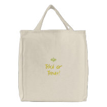 Halloween Trick Or Treat Natural Embroidered Bag embroidered bags