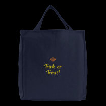 Halloween Trick Or Treat Navy Embroidered Bag embroidered bags