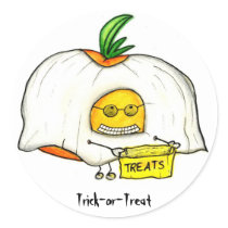 Halloween Trick or Treat Tomato Ghost stickers
