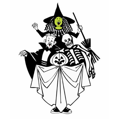 Halloween trick or treaters in costume t-shirts by TeeShirtsTShirts