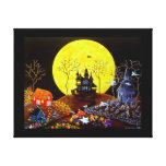 Halloween Trick Treat Church Graveyard Ghosts Stretched Canvas Prints