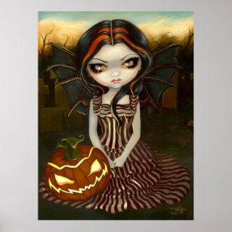 Halloween Twilight gothic fairy pumpkin Art Print print