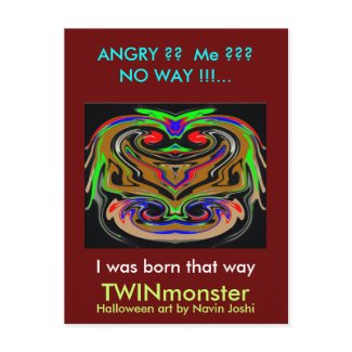 HALLOWEEN TWIN MONSTERs Post Cards