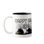 Halloween village coffee mugs