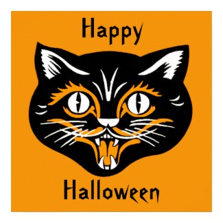 Halloween Vintage Cat Face Poster print