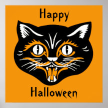 Halloween Vintage Cat Face Poster