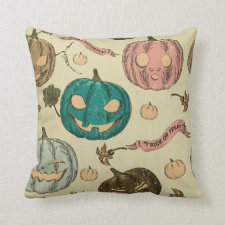 Halloween,vintage,pattern,pumking,cute,scary,fun,t Pillows