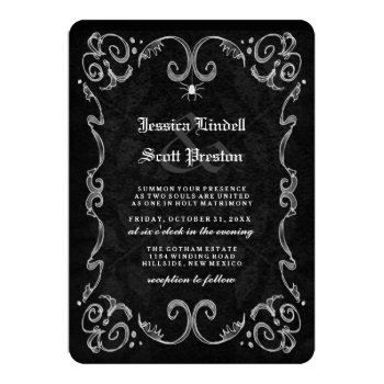 Halloween Wedding Black Gothic Names On Back 5x7 Paper Invitation Card by juliea2010 at Zazzle
