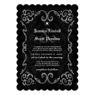 Halloween Wedding Black Gothic RECEPTION ON BACK 5x7 Paper Invitation Card