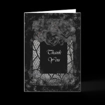 Halloween Wedding-Black Rose Thank You Card cards