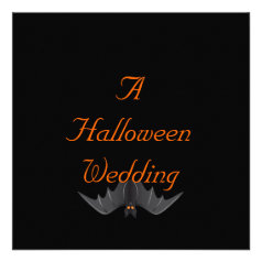Halloween Wedding - (Hanging Bat) Custom Invitations