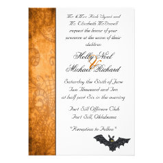 Halloween wedding invitation bat fun chic spooky