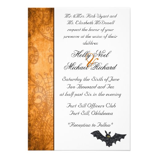 Halloween wedding invitation bat fun chic spooky