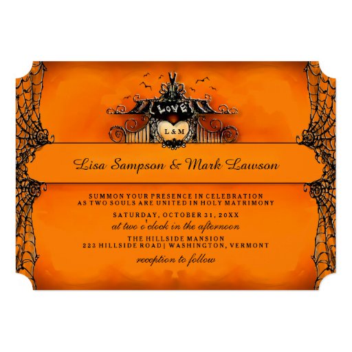 Halloween Wedding Invite - Orange & Black Love Personalized Invite