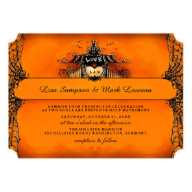 Halloween Wedding Invite - Orange & Black Love 5
