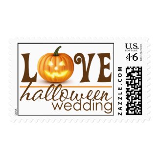 Halloween Wedding Pumpkin Love Postage Stamp