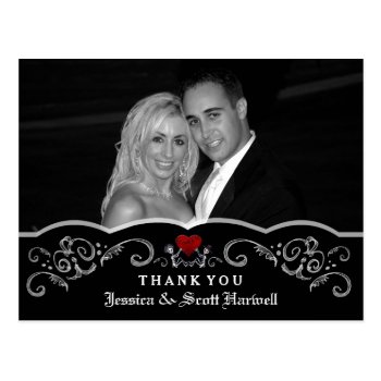 Halloween Wedding Skeletons Heart Photo Thank You Postcard by juliea2010 at Zazzle