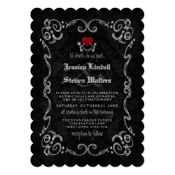 Halloween Wedding "til Death" Skeletons & Heart 5x7 Paper Invitation Card by juliea2010 at Zazzle