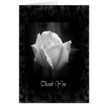 Halloween Wedding-White Rose Thank You Card