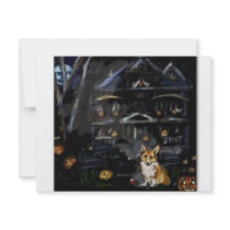 Halloween Welsh Corgi Haunted House invitations