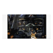 Halloween Welsh Corgi Haunted House photo cards by zadajeanne Halloween Welsh Corgi Haunted House photo cards